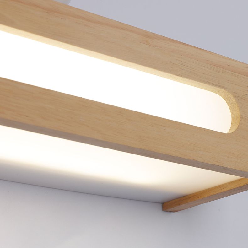 Simplicity Rectangle Vanity Mirror Lights Wood Wall Light Fixtures for Bathroom