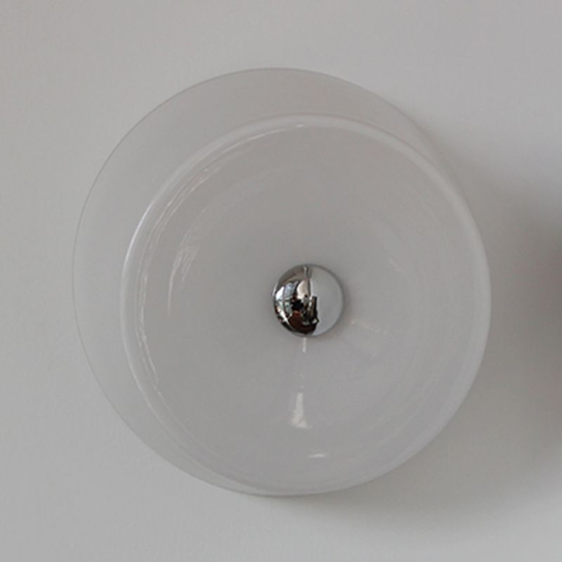 Glass Round Wall Sconce Lights Modern Style 1 Light Wall Mounted Lamps in White