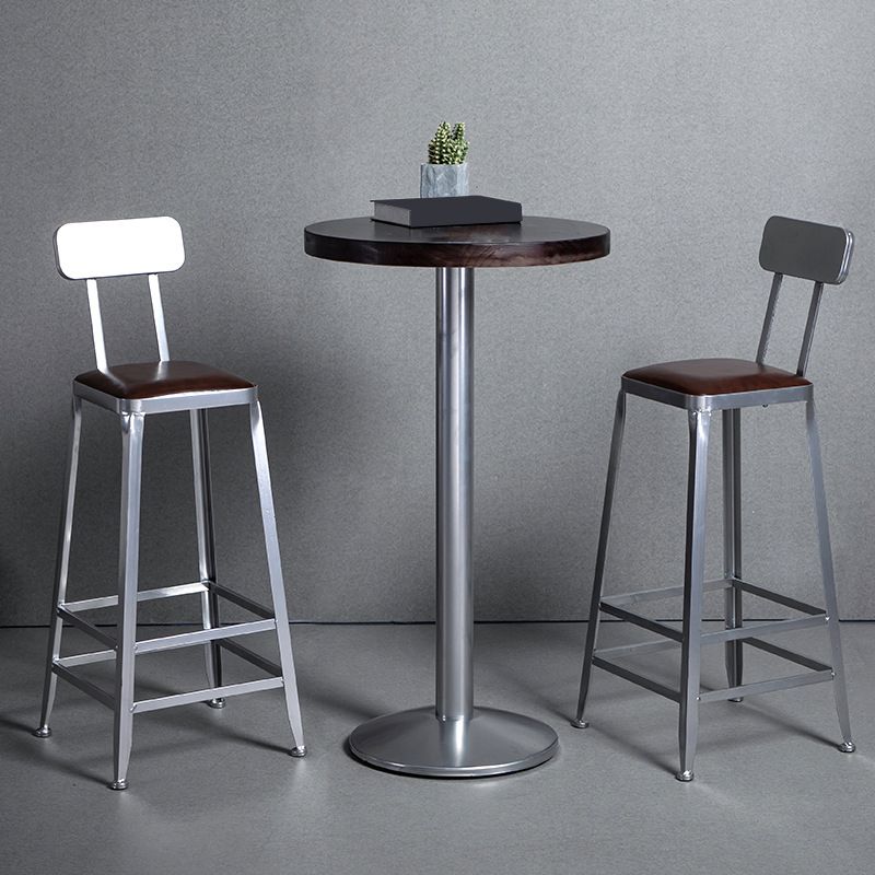 Metal Dining Stools Contemporary Armless Faux Leathe Bar Stools