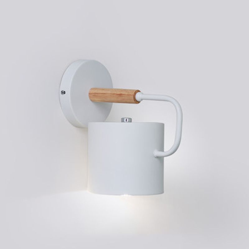 Illuminazione a parete a forma di cilindro in stile moderno in metallo 1 lampada montata a parete per la testa
