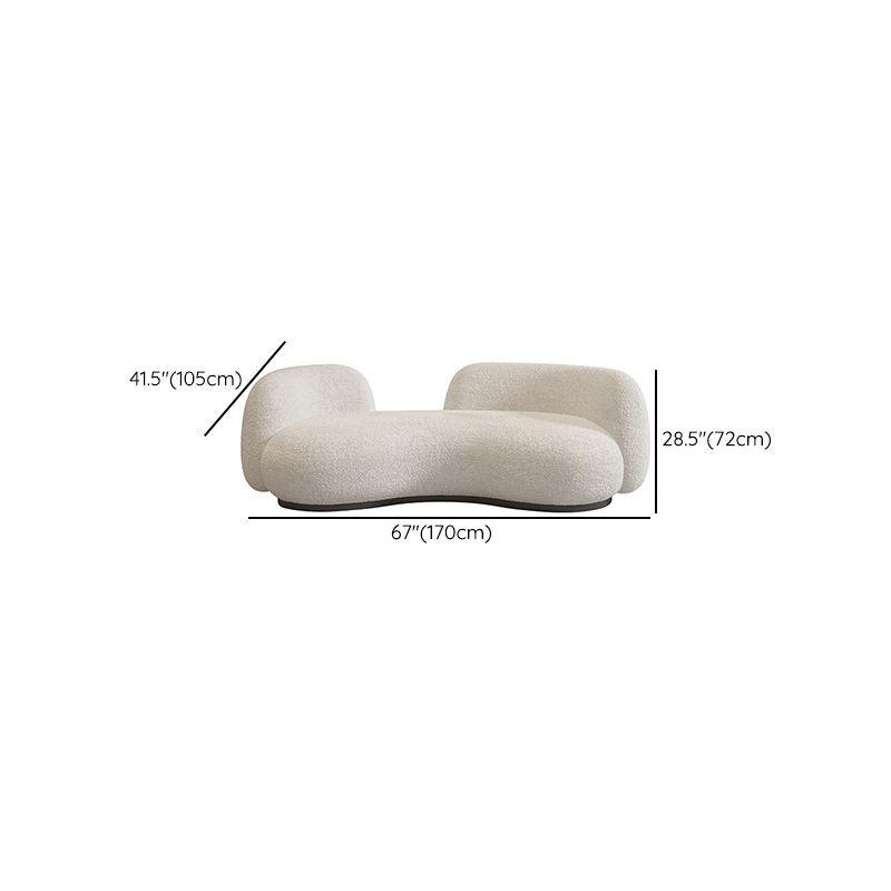 Modern Wool Curved Sofa with Tight Back for Living Room in White