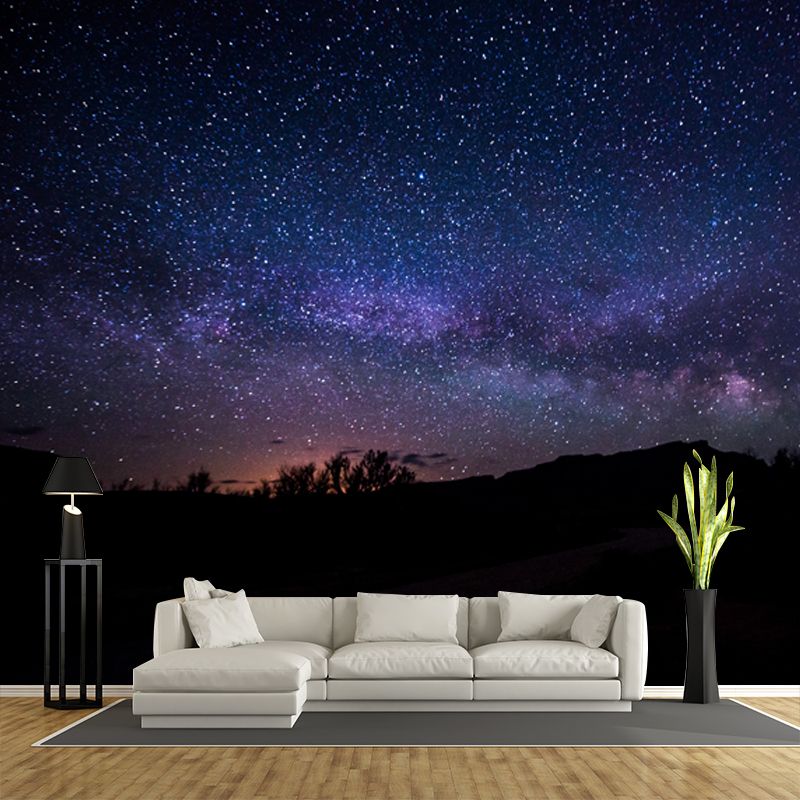 Stunning Galaxy Sky Wallpaper Mural for Bedroom, Blue-Purple, Personalized Print