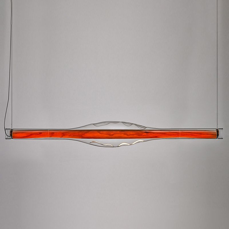 Modern Metal Ceiling Light Linear Shape Island Light with Glass Shade for Living Room