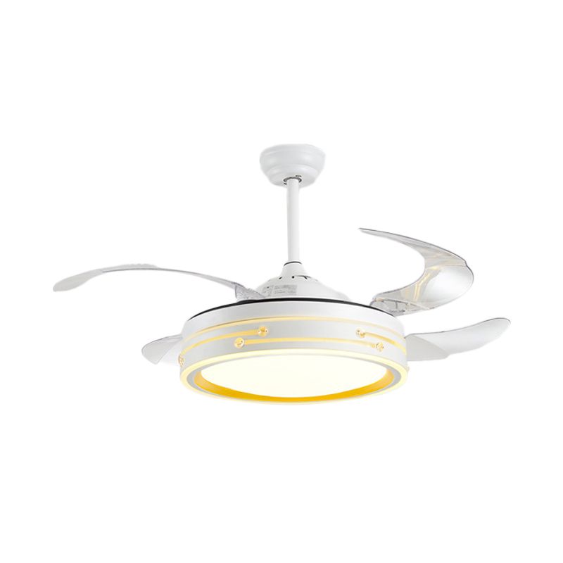 Drum Shade 4-Blade Hanging Lüfterlampe Einfache LED White Semi Flush Mount, 20 "breit