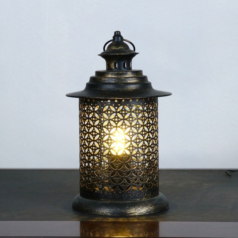 5 "/6,5" breit 1 Kopf Candlestick Light Antiqued aus Metall Nachttischlampe in Schwarz
