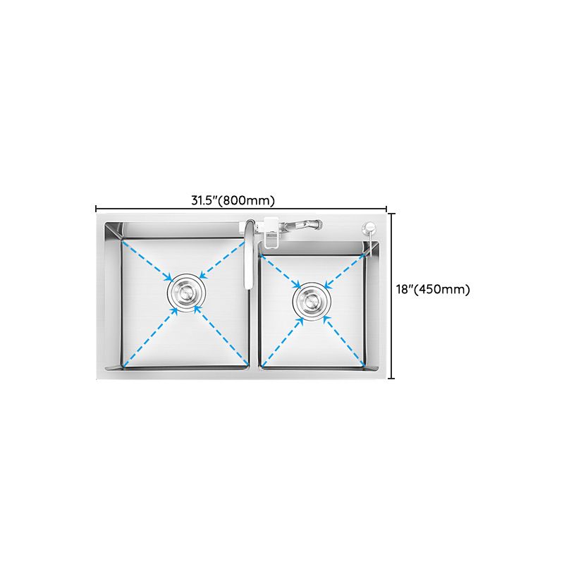 Dirt Resistant Kitchen Sink Soundproof Detail Kitchen Double Sink with Overflow Hole