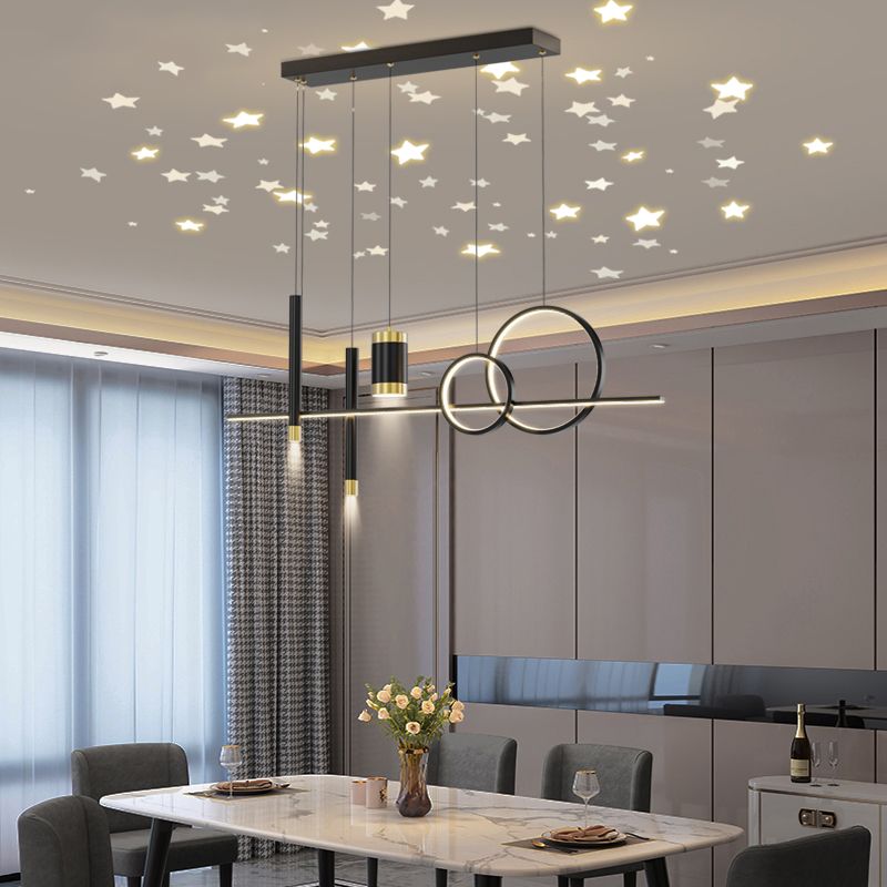 Modern LED Pendant Lights Slim Rectangular Linear Hanging Ceiling Light