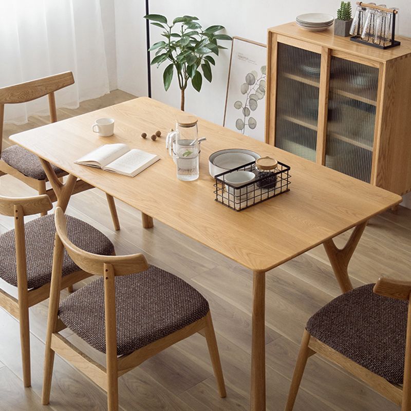 Mesa de comedor rectangular contemporánea, mesa de madera maciza con 4 patas para la cena de la cocina casera