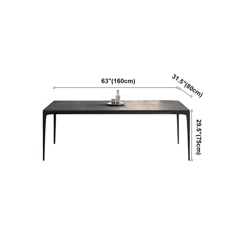 Modern Gray Dining Table Rectangle Sintered Stone Dining Table with 4 Legs