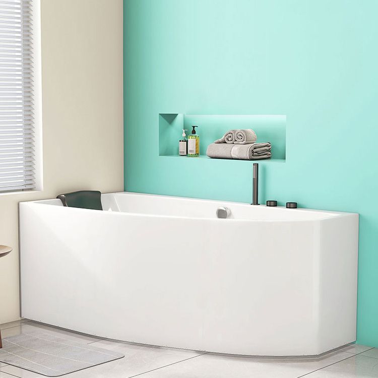 Modern Corner White Bathtub Back to Wall with Drain Bath Tub