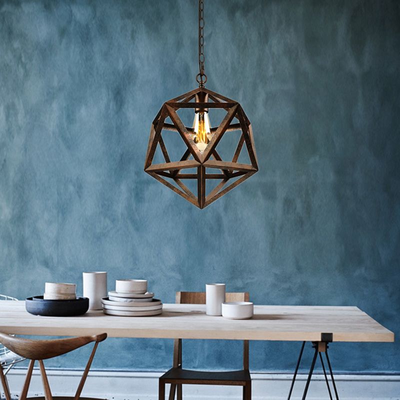 14 "/18" dia geometrische metalen hanger verlichtingsarmatuur industrieel 1 lamp eetkamer plafondlicht in zwart/roest