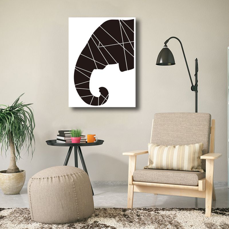 Black Elephant Wall Decor Animal Children's Art Textured Canvas Print for Living Room