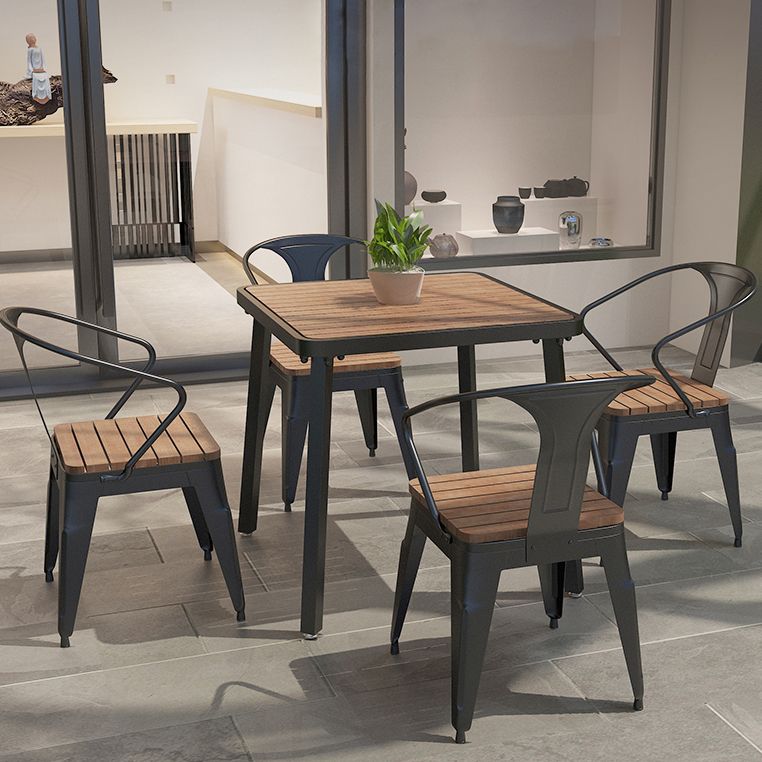 Mesa de comedor de madera maciza industrial Mesa de cocina en la naturaleza con metal 4 patas