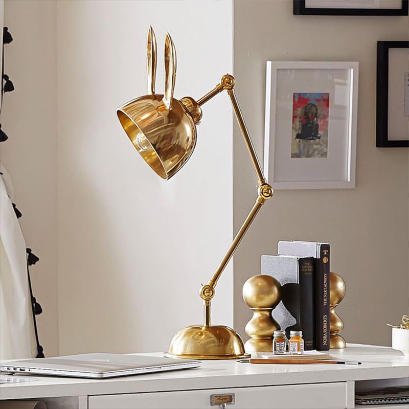 Rabbit Shaped Night Table Light Simple Metal 1 Head Bedroom Nightstand Lamp  with Swing Arm