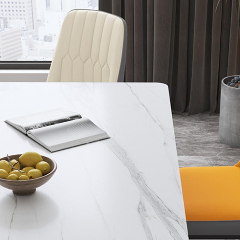 Industrial Stone Dining Table Rectangle Dining Table with 4 Legs