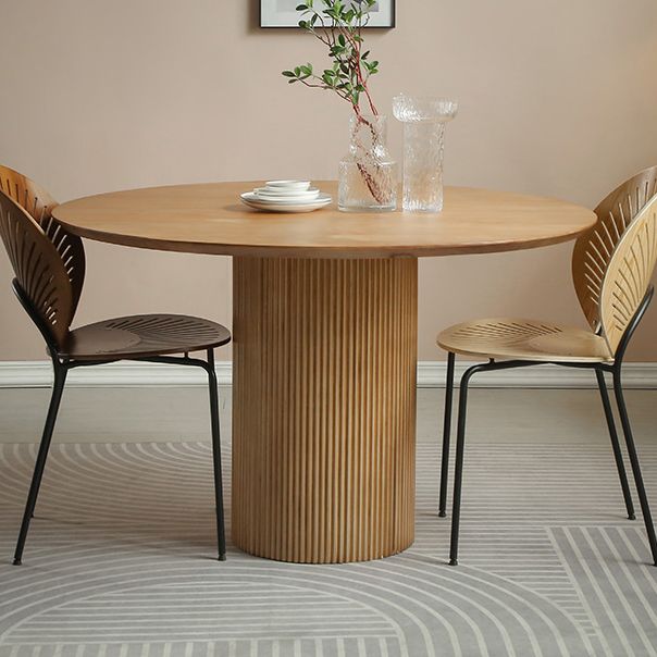 Pine Solid Wood Pedestal Dinette Table Simplicity Dining Table Round for Home