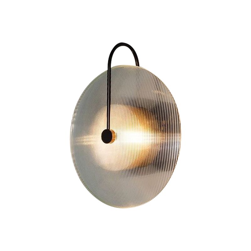 Gold/Black Armed Wall Sconce Minimalist Prismatic Glass 1 Light Bell Shaped Wall Mounted Lamp