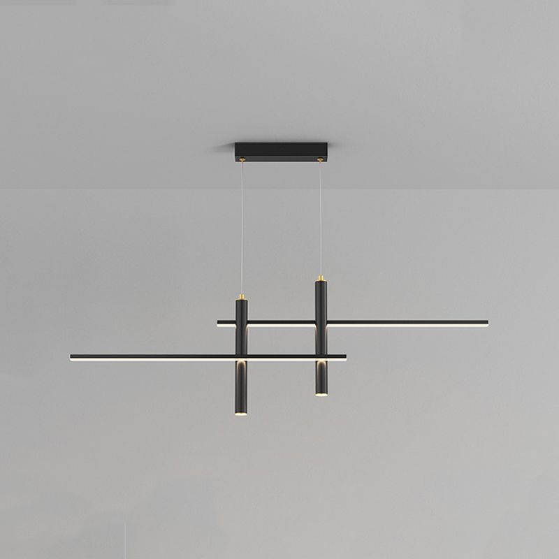 Metal Linear Shape Hanging Lights Modern 4 Lights Pendant Light Fixtures