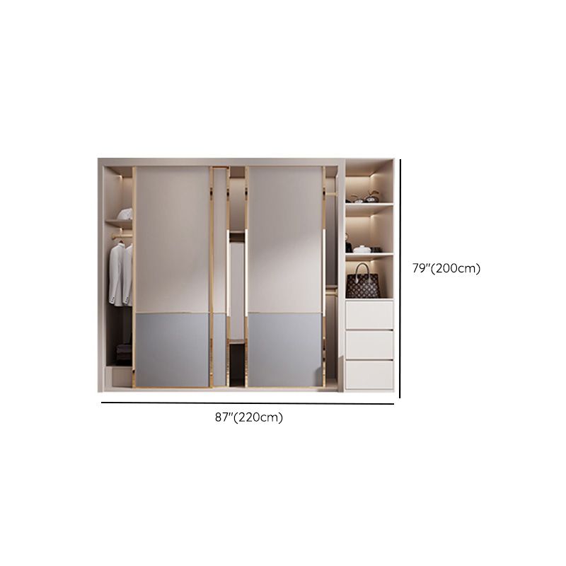 Bedroom Wooden Wardrobe Armoire Coastal Style Sliding Doors Storage Cabinet