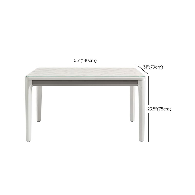 Contemporary Dining Table for Home White Dinette Table with Wooden Frame