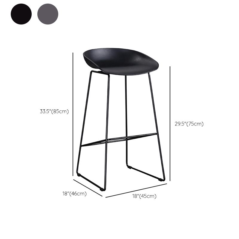 Metal Bar Stool Modern Style Low Back Armless Counter Stool for Home Use