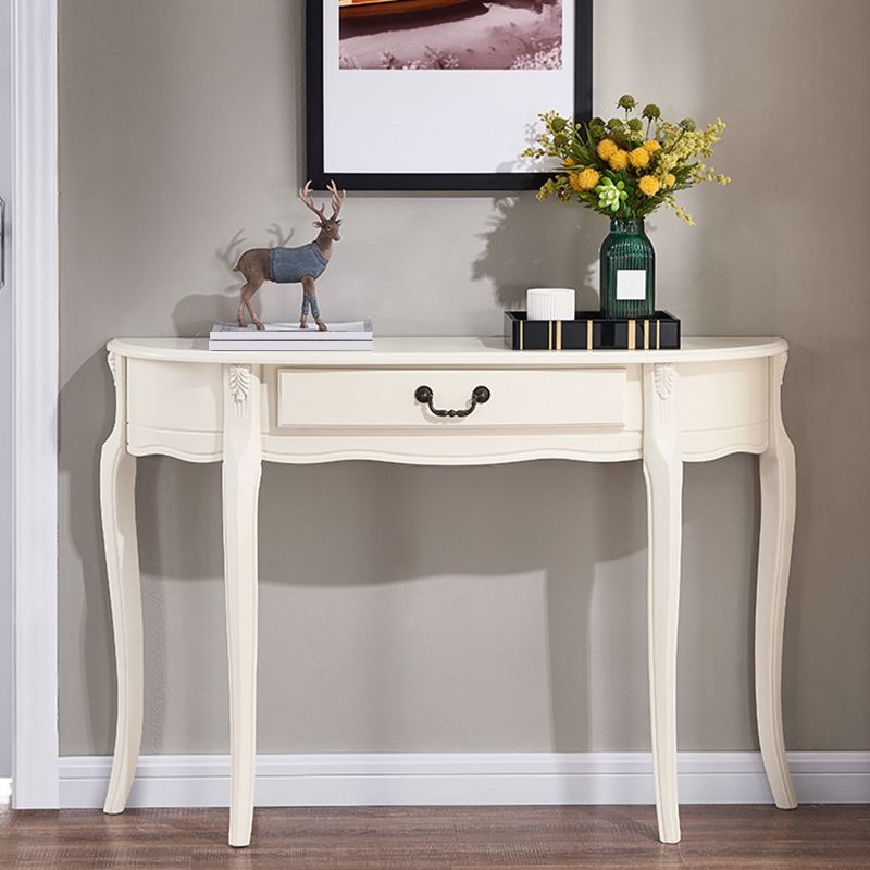 Mid-Century Modern Console Table Half Moon 4 Legs Rubbered Wood Sofa Console Table