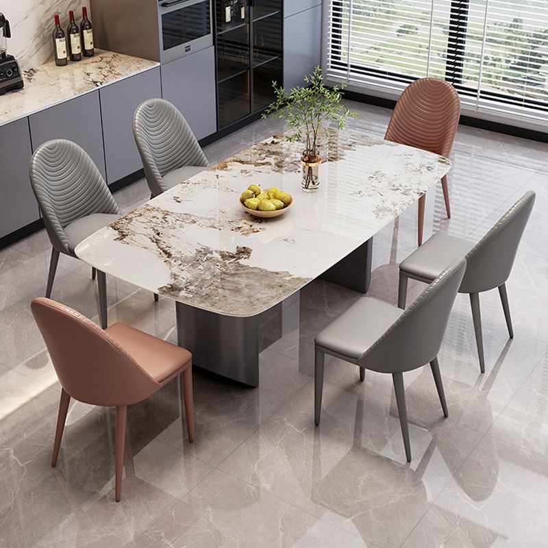 Modern Style 1/4/5/7 Pieces Dining Chairs Set Rectangle Stone Furniture in White
