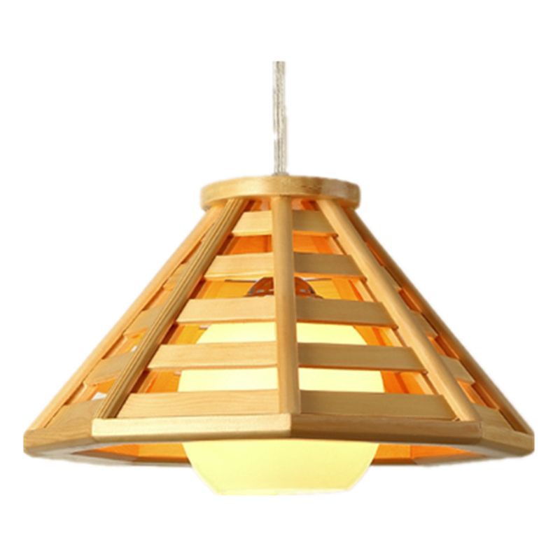 Couleur en rondins tronqué conique lampe suspendue dans la simplicité moderne Pendante en bois avec une teinte en verre