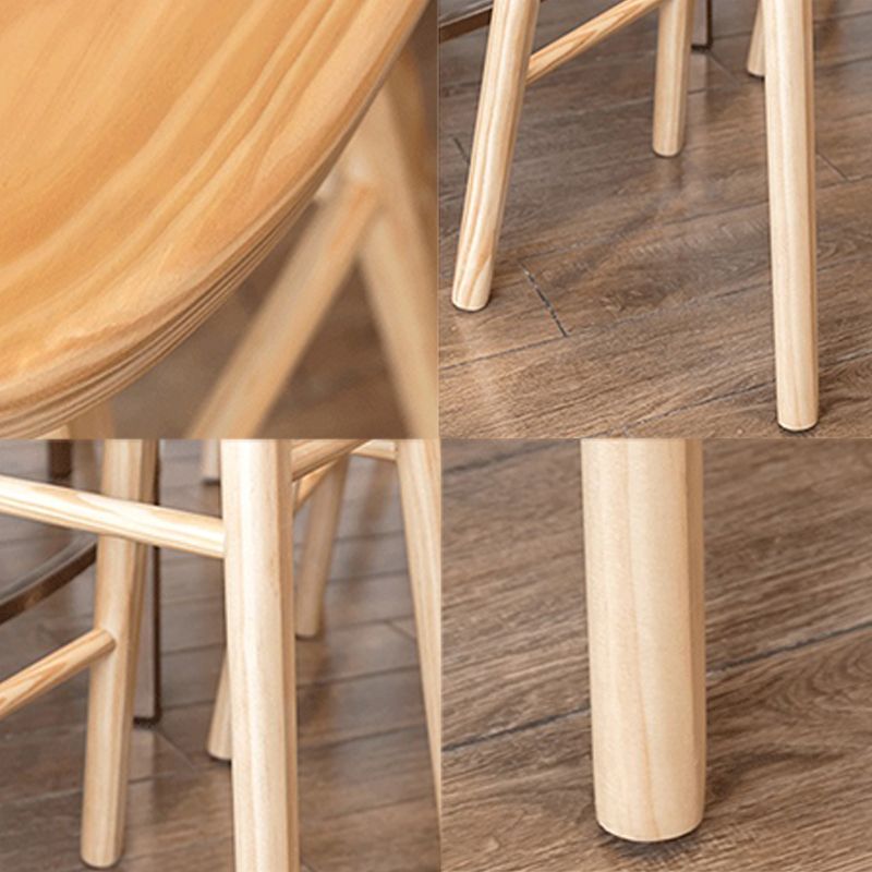 Solid Wood Bar Stool Modern Backless Counter Stool for Dining Room