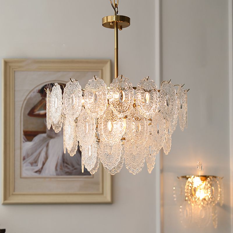 Contemporary Style Geometry Pendant Chandeliers Glass Hanging Light Fixtures in Gold