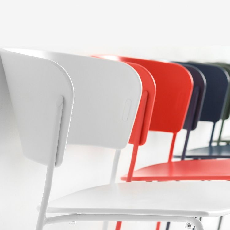Matte Finish Industrial Dining Side Chair Open Back Plastic Dining Chair