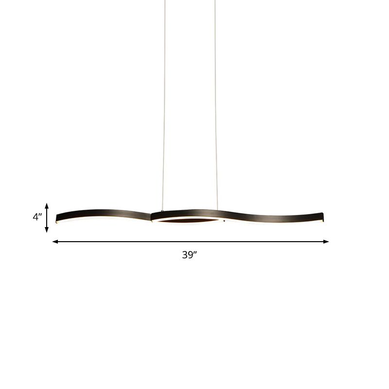 Acrilico lampadario ondulato Luce moderna a led Black Affermato Luce a sospensione in luce calda/bianca, 39 "/41" W