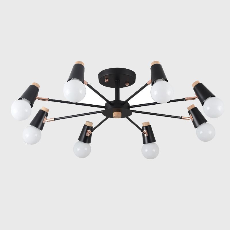Industrial Multi-Light Ceiling Light Wrought Iron Semi Flush Mount for Living Room