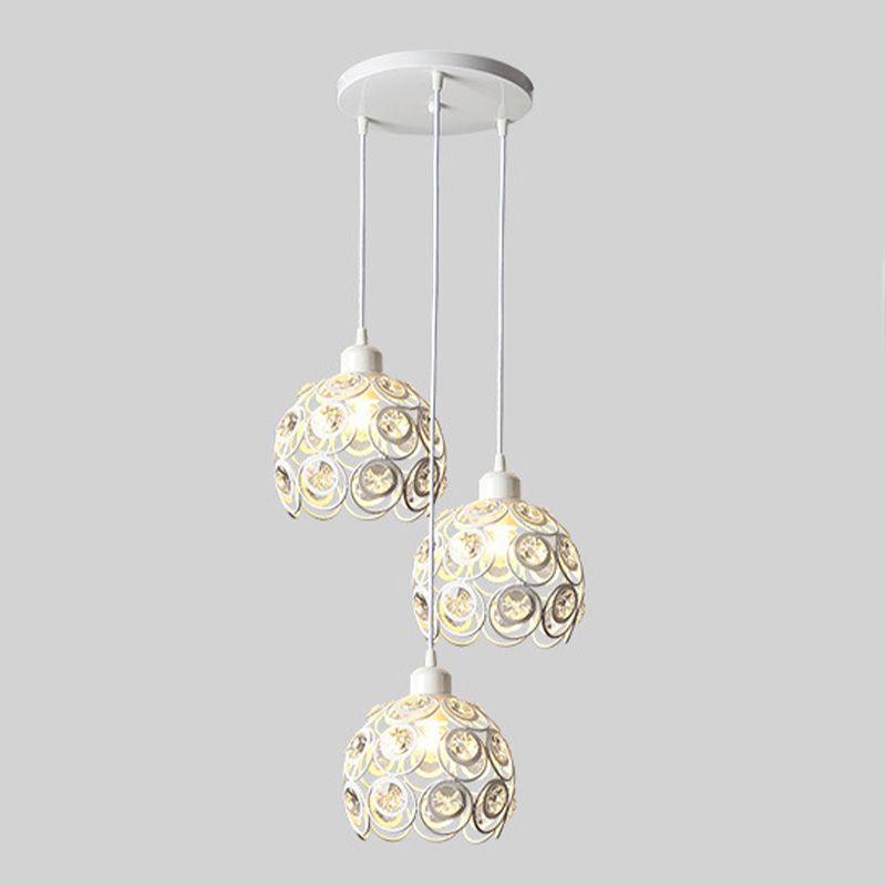 Cristal incrusté orbe suspendu luminaire d'éclairage de style moderne pour salle à manger