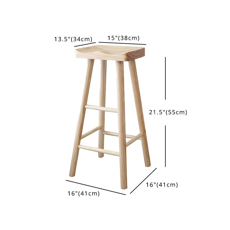 Contemporary Wood Counter Bar Stool Backless Saddle Seat Bar Stool with Footrest