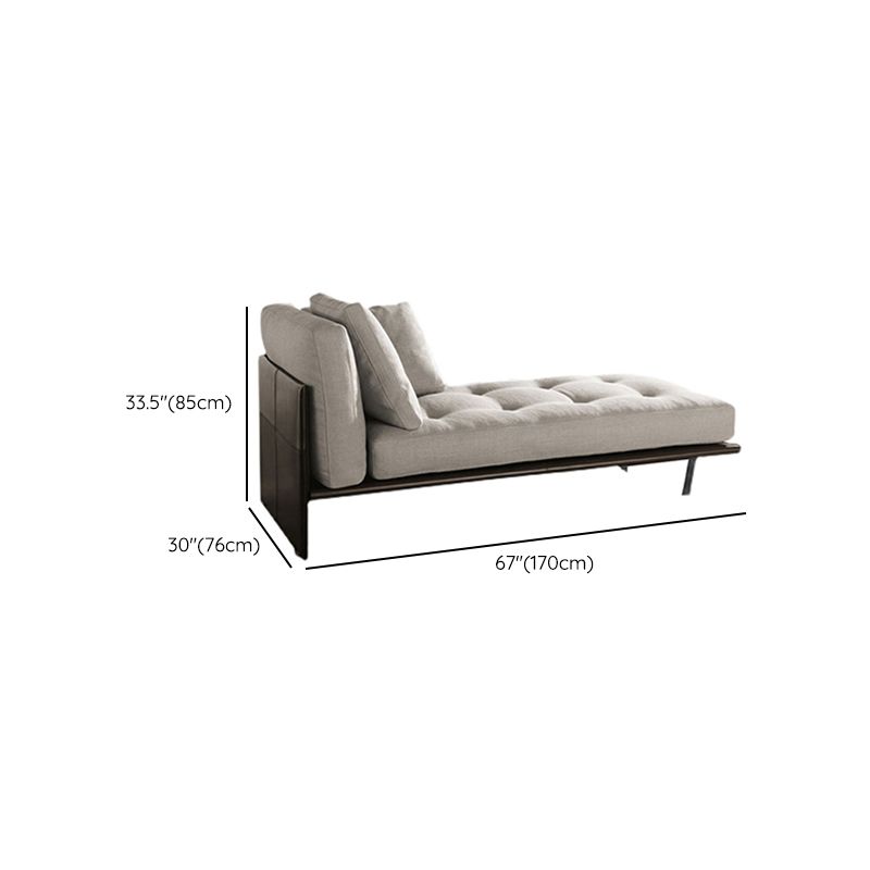 Contemporary Tufted Cotton Blend Chaise Lounge with Square Arm and Extra 2 Pillows
