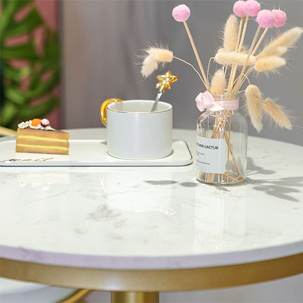 Tavolo da bar in metallo oro in stile glam da 21,6 "tavolo da bistrot rotondo in marmo interno