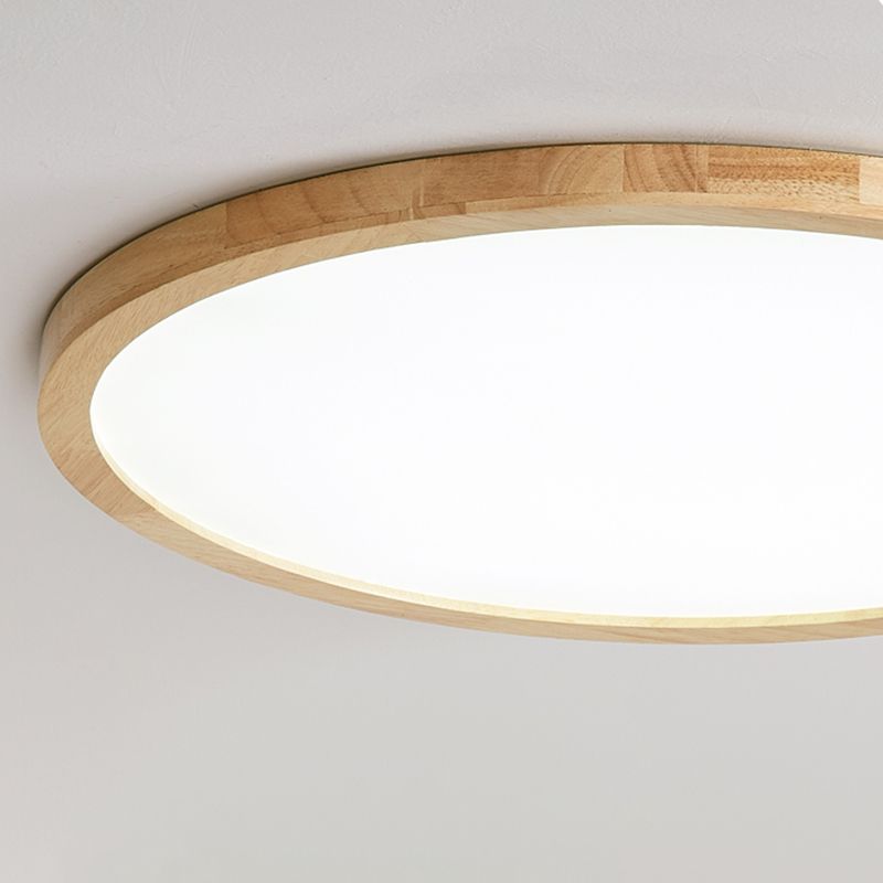 Wood Round Flush Mount Ceiling Light Modern 1 Light Flush Mounted Ceiling Fixture in Brown