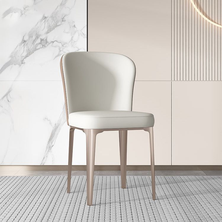 Contemporary Upholstered Dining Chairs Kitchen Dining Armless Chair in White