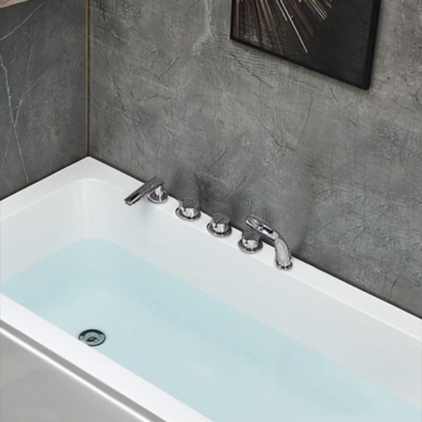 Flat Bottom Soaking Bathtub Antique Finish Rectangular Modern Tub