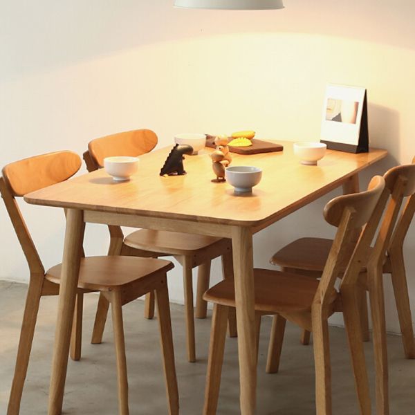 Simplicity Solid Wood Dining Table Rectangle Shape Dining Table with 4 Legs Base