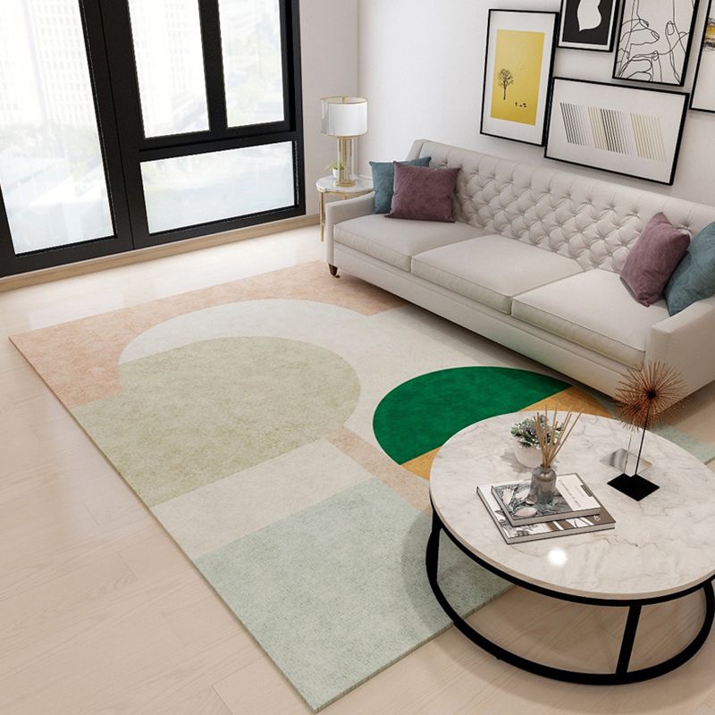 Casual Bedroom Rug Multi Color Geometric Print Rug Polyster Non-Slip Backing Stain-Resistant Carpet