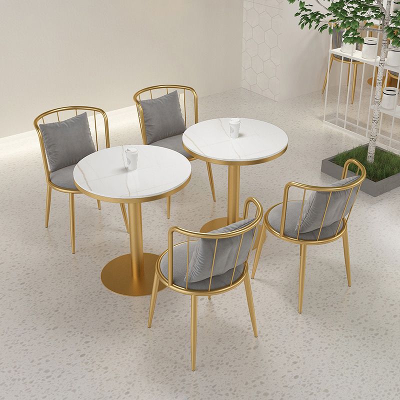 1/3 Pcs Metal Glam Dining Room Set with Round Table and Pedestal Base Dining Set
