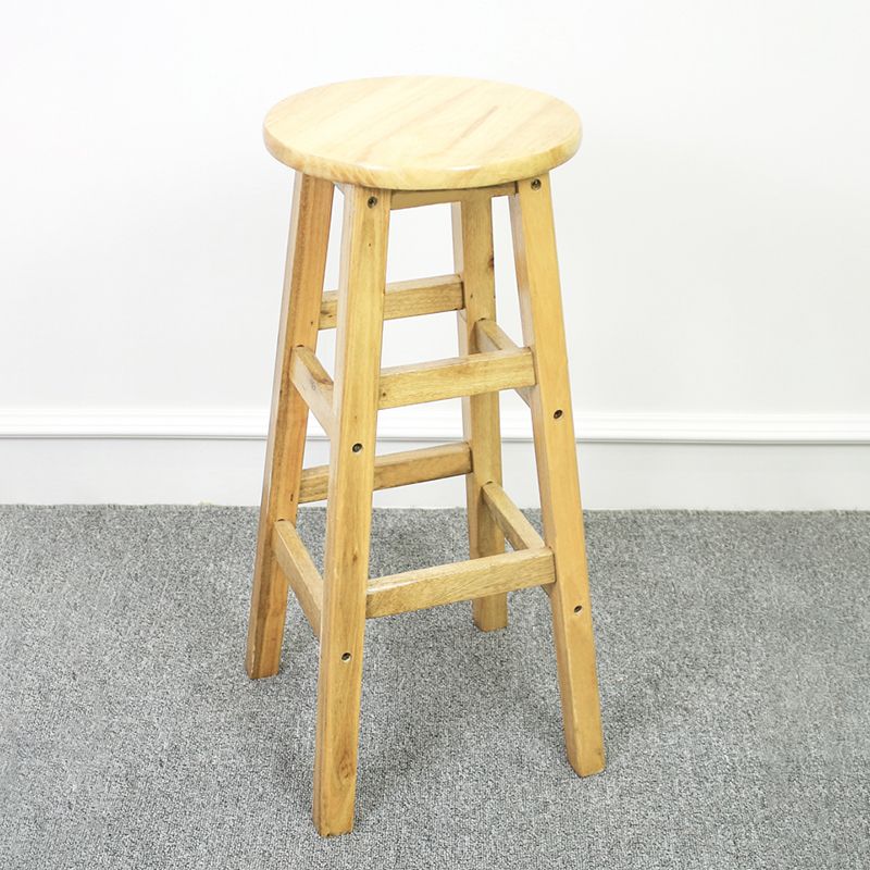Taburete de bar moderno sin brazos y sin respaldo, taburete de bar de madera para tienda de té con leche y asiento de madera