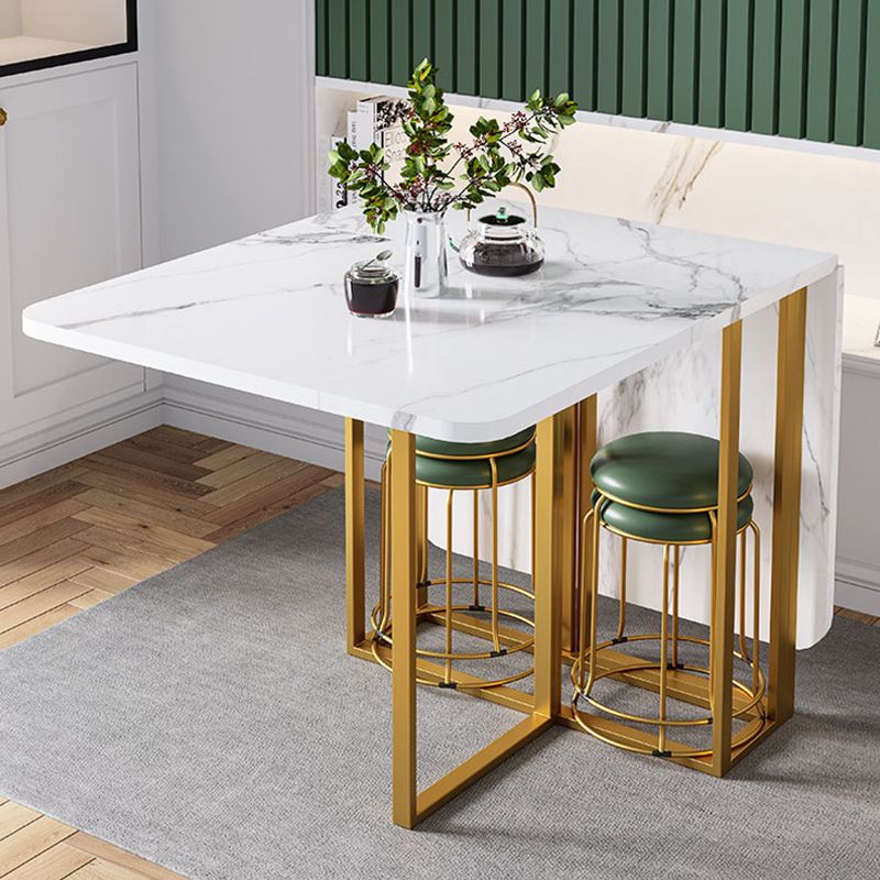 Modern Foldable White Table for Restaurant Rectangle Table with Trestle Base