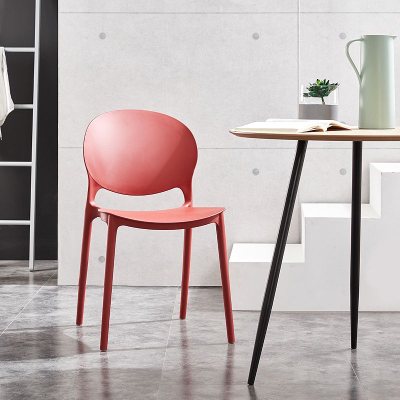 Chaise de salle à manger en plastique contemporain Open Dining Dining Side Ammless Chaise pour cuisine