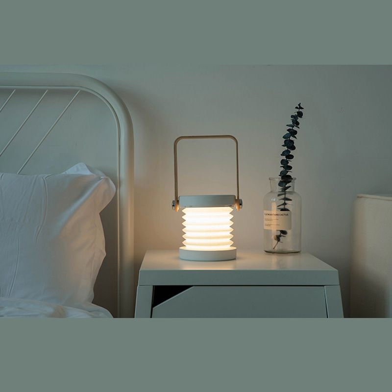 Portable Round Night Light Creative Lampshade Foldable Design Acrylic Bedroom LED Lantern Table Lamp