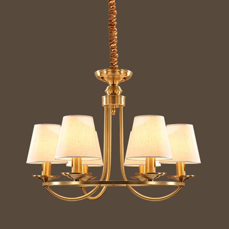 Metal Gold Ceiling Suspension Lamp Tapered Traditional-Style Chandelier Lighting Fixture
