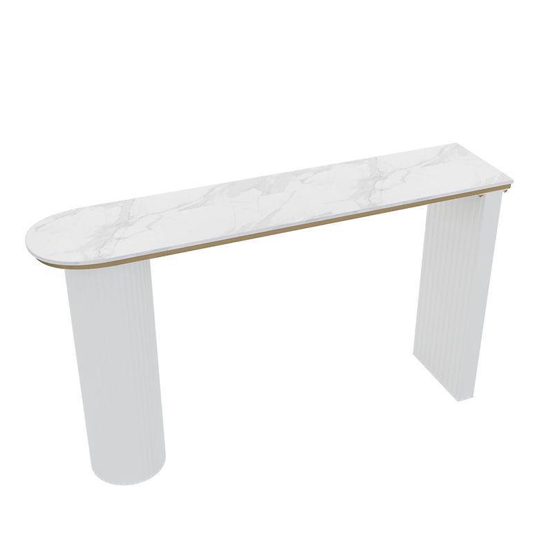 Faux Marble Bistro Bar Table Double Pedestal Bar Table for Living Room