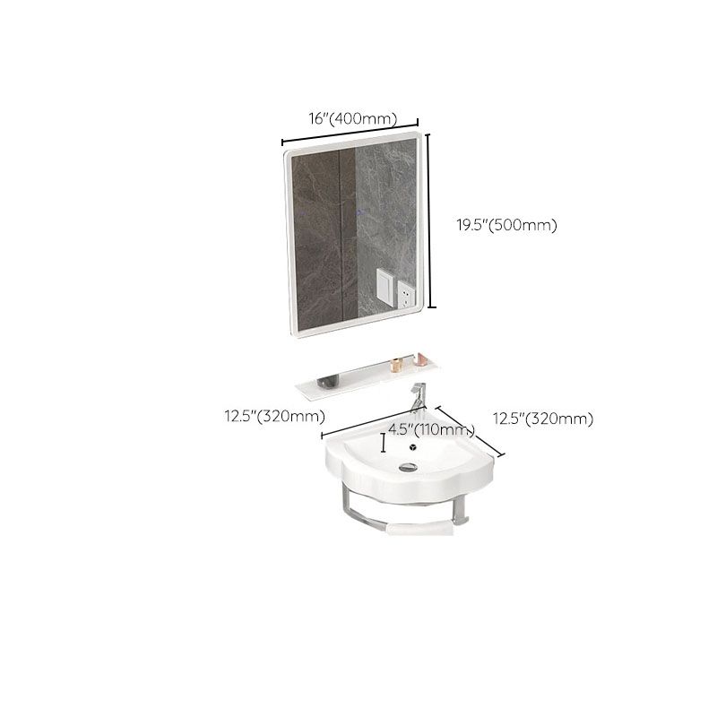 Bathroom Sink White Ceramic Wall-mounted Mirror Faucet Anti-spill Sink